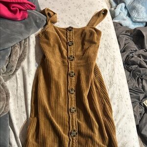 No Boundaries Tan Button-Down Midi Dress